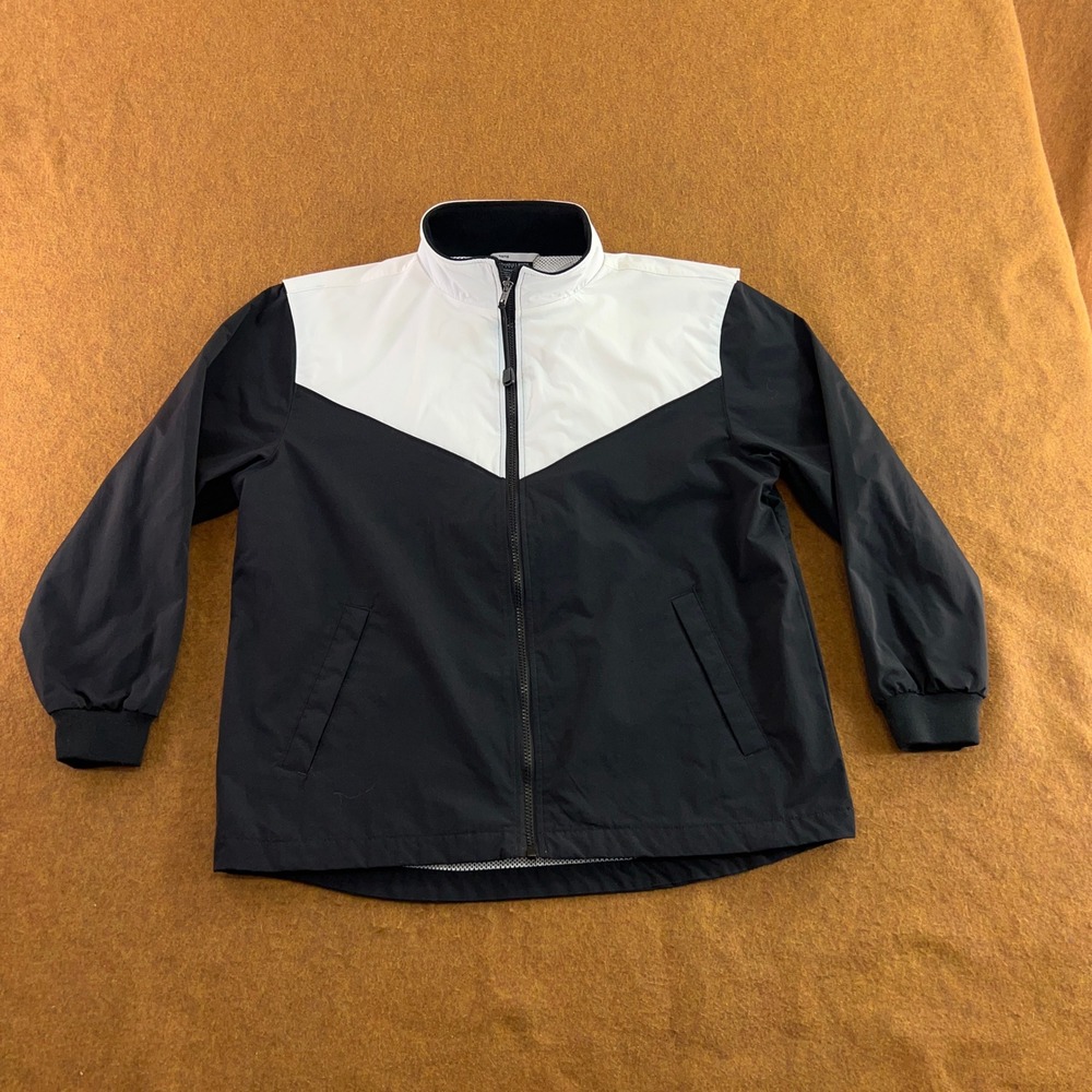 Charles River Youth XL Black White Colorblock Full Zip Windbreaker Jacket *Flaw